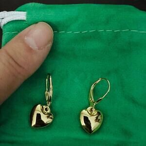 925 Sterling Silver Heart Dangle Leverback Earrings for Women